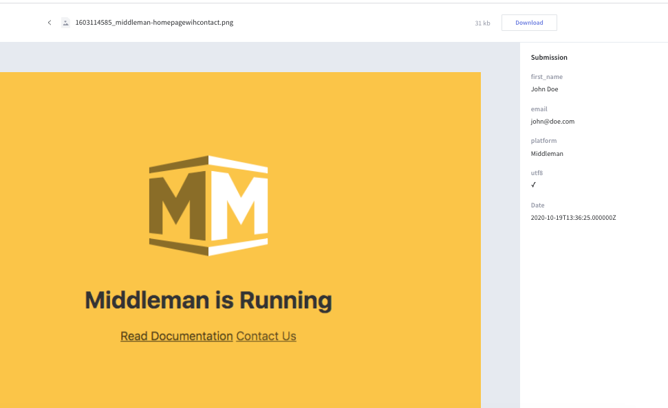 How to make a contact form in Middleman using Getform